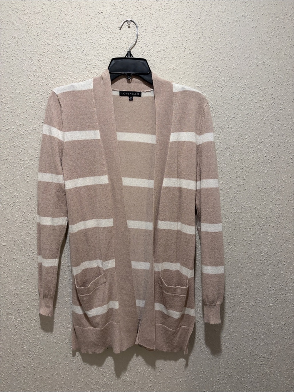 Pink Stripe Open-Front Women's Cardigan